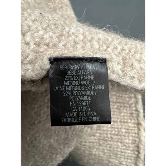 360 Sweater Italian Yarn Alpaca Wool Chunky Knit Oversized Cardigan Oatmeal Sz S - Picture 7 of 8